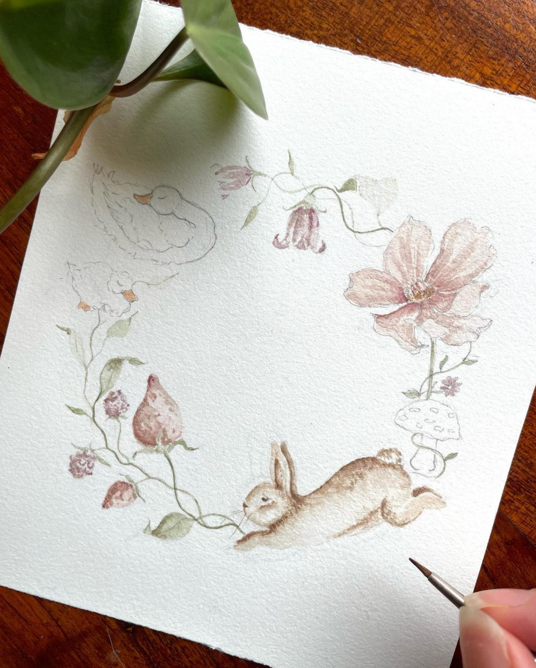 Botanical Artist Vlog ✿ Easter Card illustration, Apple leaf Watercolour